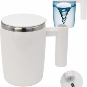 Rechargeable Self Stirring Mug - Magnetic Electric Auto Mixing Stainless Steel Cup for Office/Kitchen/Travel/Home Coffee/Tea/Hot Chocolate/Milk-430 ml/14.5 oz(White)
