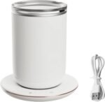 Automatic Stirring Coffee Mug With Heating Base, Strong Attachment Force, Anti-Dust Cover, Low Noise, 10.14 Oz, 131°F Constant Temp For Coffee, Milk, Oatmeal