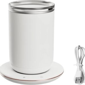 Automatic Stirring Coffee Mug With Heating Base, Strong Attachment Force, Anti-Dust Cover, Low Noise, 10.14 Oz, 131°F Constant Temp For Coffee, Milk, Oatmeal