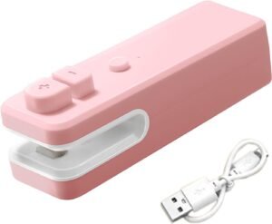 Small Bag Sealer, 4.3 In Pink Rechargeable Type 5W 400mAh Vacuum Sealer fo All Food Bag Sealering (pink)