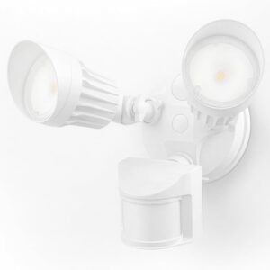 LED Security Light, Motion Sensor Outdoor Lights, Dusk to Dawn, 100-277V, ETL Listed, Adjustable Heads, Motion Detector Flood Light, Aluminum, IP65 Waterproof, 5000K Daylight, White