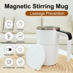 Self-stirring Coffee Mug Magnetic Stirring Cup Drink Stirrer Rechargeable Automatic Mixing Cup w/LCD Thermometer for Coffee Tea Hot Chocolate (White, 13 oz)
