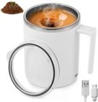Self Stirring Coffee Mug, Automatic Adsorbent Mug, Rechargeable Electric Mixing Cup, 316 Stainless Steel Rotating Travel Cup, Christmas Birthday Present, White
