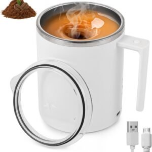 Self Stirring Coffee Mug, Automatic Adsorbent Mug, Rechargeable Electric Mixing Cup, 316 Stainless Steel Rotating Travel Cup, Christmas Birthday Present, White