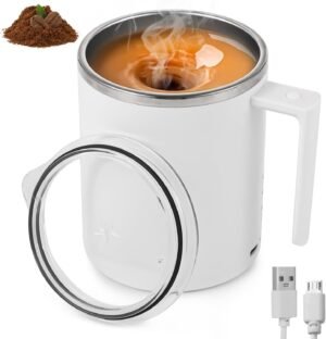Self Stirring Coffee Mug, Automatic Adsorbent Mug, Rechargeable Electric Mixing Cup, 316 Stainless Steel Rotating Travel Cup, Christmas Birthday Present, White