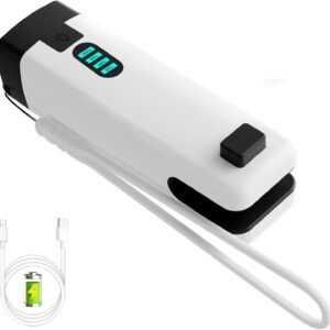 3-IN-1 Mini Bag Sealer, Rechargeable Bag Sealer Heat Seal with Cutter, Flash-light and Magnet Mini Bag Resealer Machine for Plastic Bags Snack Bags-Beigewhite