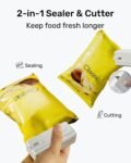 Mini Bag Sealer with Cutter, 2 in 1 Portable Heat Sealer, 1300mAh Rechargeable Handheld Chip Bag Resealer Machine for Plastic Bags Snack Cookies Pet Food  Bag Storage (White)