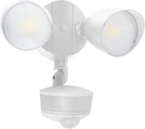 34W 3700 Lumen LED Security Light Motion Sensor Outdoor Lights with Night Light, 5000K Daylight, IP65 Waterproof, Dusk to Dawn, Hardwired Motion Detector Flood Light for Garage, Yard-White