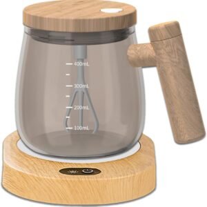 Self Stirring Coffee Mug, 400ML Self Stirring Mug Electric Mixing Mug High Borosilicate Glass Mixing Coffee Mug With 55° Constant Temperature Coaster Suitable for Coffee/Milk/Egg