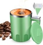 Self Stirring Coffee Mug: Rechargeable Auto Magnetic Stirring Mixing Mug with Temperature Display,13oz Stainless Steel Travel Coffee Cup for Office, Home,Kitchen,Best Gift (Green)