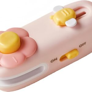 Mini Magnetic Bag Sealer, Rechargeable Food Saver Heat Sealer with Built-in Cutter, Cute Cartoon Design, Easy Seal/Open, for Snack Bags, Candy Bags(Pink)