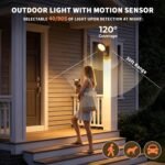 Motion Sensor Outdoor Light with Remote, 700LM Security Lights Outdoor Battery Powered, 10000mAh Rechargeable Wall Light, 3 Modes & 3-Level Brightness, IP65 Waterproof for Patio Porch, 2 Pack