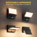 Motion Sensor LED Outdoor Wall Light 2-Pack, Rotatable Adjustable Head, IP65 Waterproof Porch Light for House Garage Patio, 3000K Warm White, Matte Black Aluminum Modern Sconce