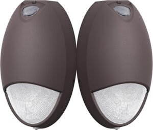 Outdoor Led Emergency Light with Battery Backup Photocell Sensor Self Test Diagnostics, Aluminum Exterior Waterproof Commercial Wall Pack Emergency Lighting Fixtures 120-277VAC UL Certified (2 Pack)