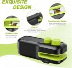 Mini Bag Sealer,  2 in 1 Rechargeable Heat Sealer and Cutter with Magnet, Portable Chip Bag Sealer for Plastic Bags Food Storage Snacks Freshness (Black)